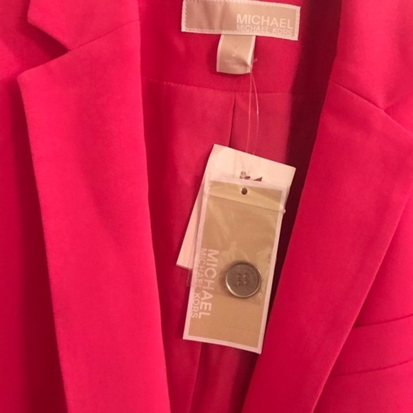 Michael kors barbiecore pink flutter sleeve miami nites  blazer jacket size 2 - Picture 5 of 7